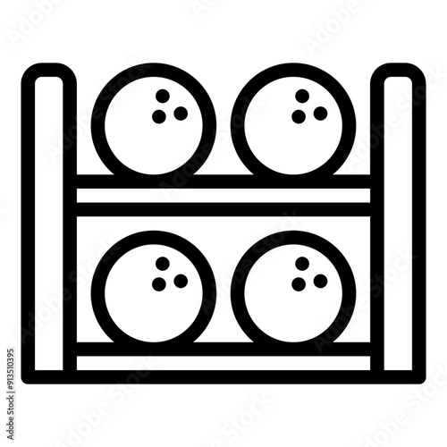 Bowling ball rack icon for storage and organization