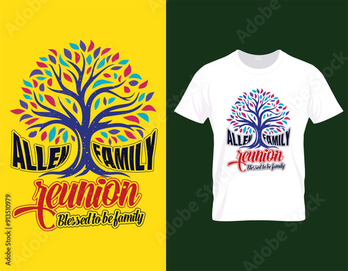 Simple design with trees and colorful leaves allen family reunion tshirt design