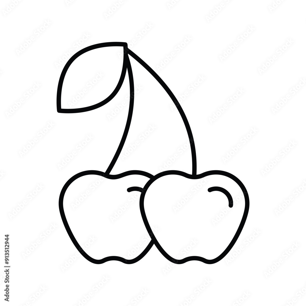 Obraz premium cherries line icon with white background vector stock illustration