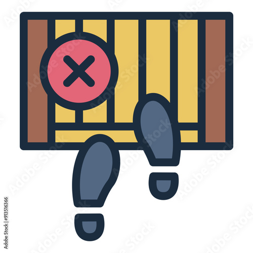 Bowling foul icon depicting a footstep over the lane