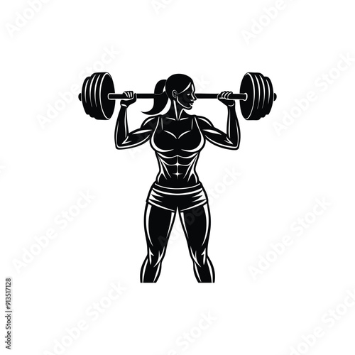 woman weightlifter silhouette.