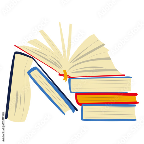 Educational Book Illustration on White Background. Flat Vector Graphic.