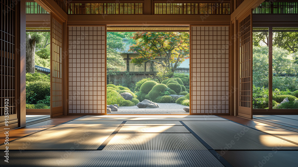 Obraz premium Traditional Kyoto Tea House with Garden View