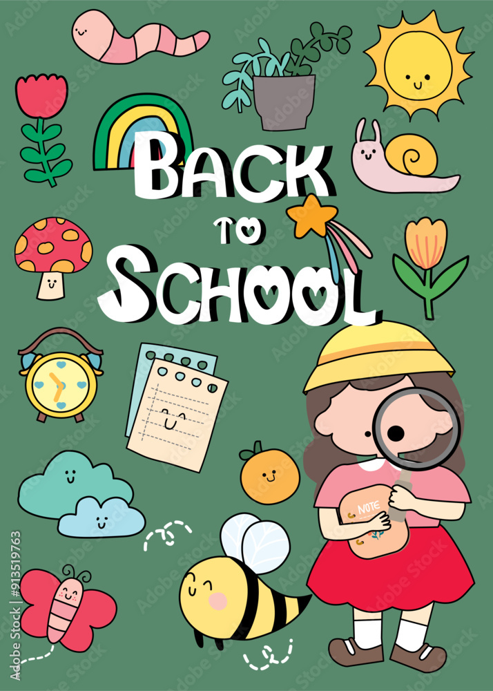 Fototapeta premium children alphabet letters, Vector of a notebook for your text, card, cute cover, new cove, new book. Back to school, cartoon all about me and study, new students boy and girl