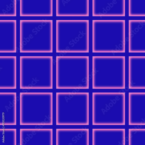 seamless abstract pattern background of waffle grid glowing neon y2k groove