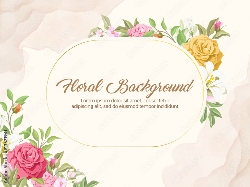Beautifull Floral Wedding Background Template