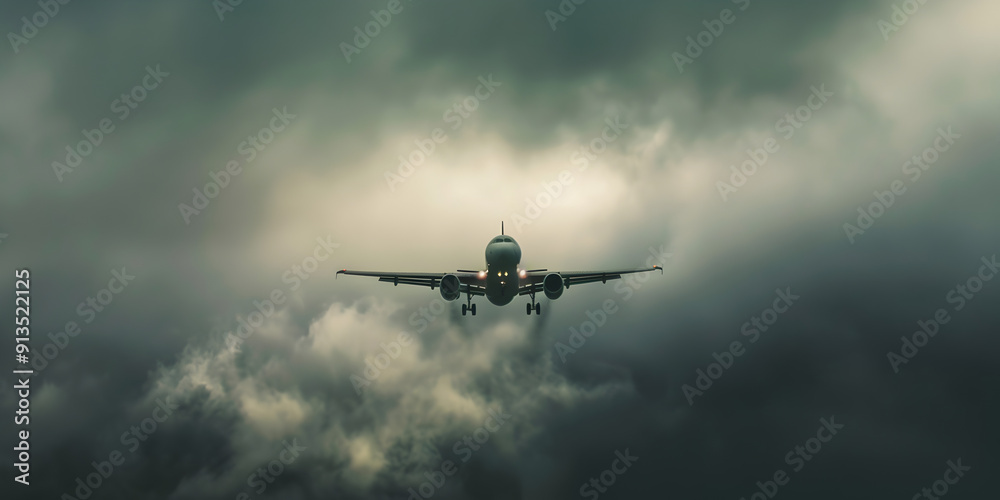 A plane is flying through the clouds in the sky.
A plane is flying through the clouds in the sky.