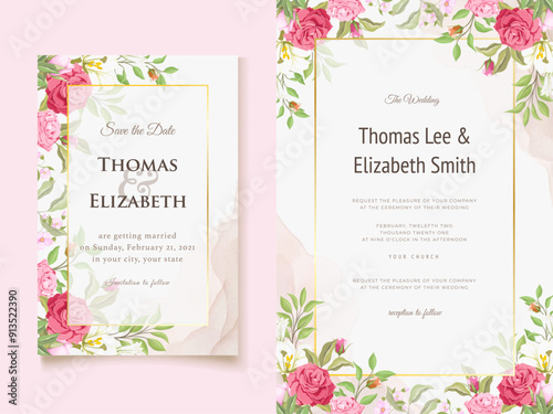 Beautifull Floral Wedding Invitation Template