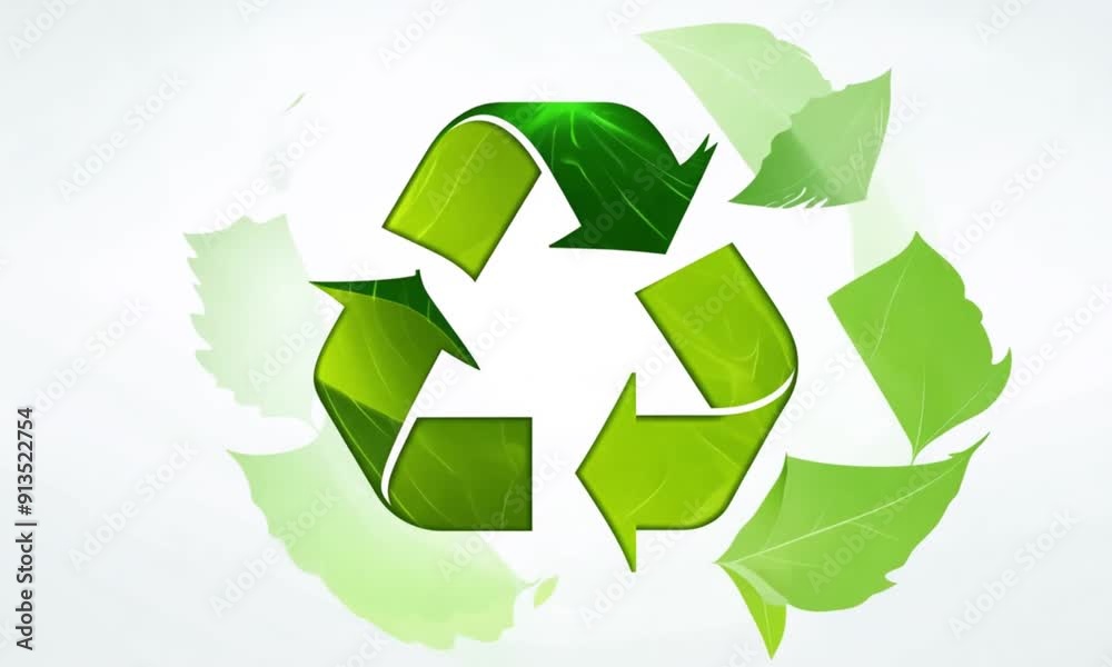 Green recycle symbol composed of arrows and leaves, representing eco-friendly and sustainable practices Green recycle symbol composed of arrows and leaves, representing eco-friendly and sustainable practices