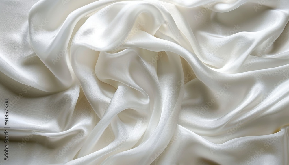 Luxurious White Satin Fabric Draped Elegantly on a Smooth Surface in Soft Lighting Luxurious White Satin Fabric Draped Elegantly on a Smooth Surface in Soft Lighting