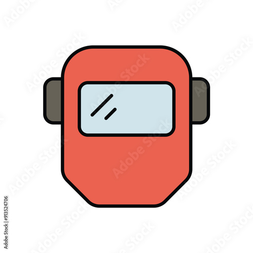 welding mask color line icon with white background vector stock illustration