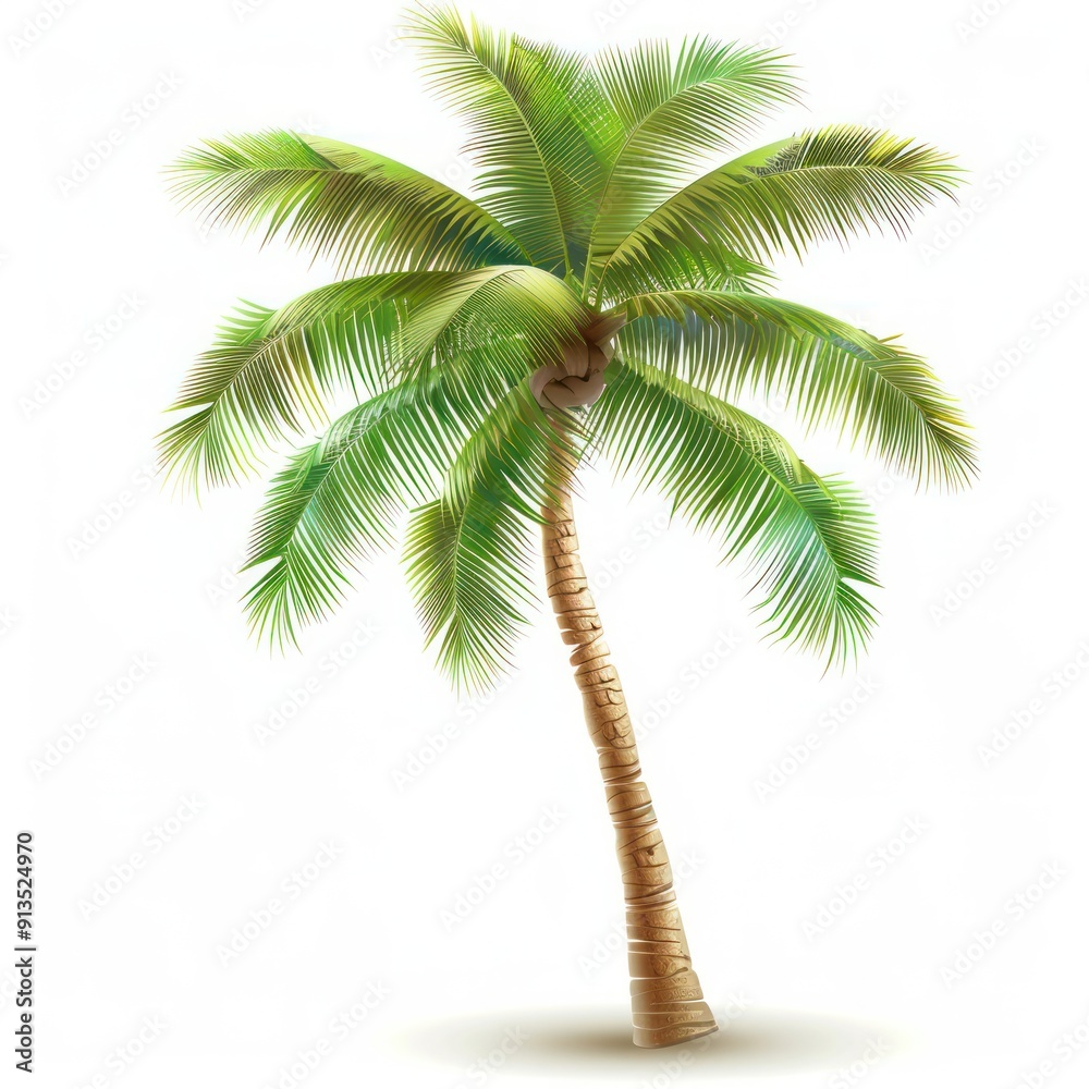 Obraz premium Isolated Palm Tree with Lush Green Leaves