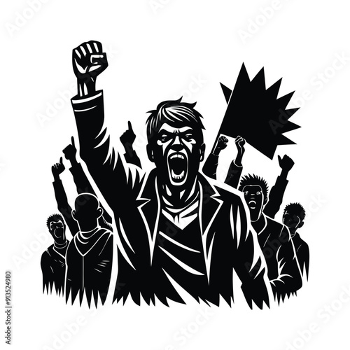 Angry Protestor Silhouette Vector
