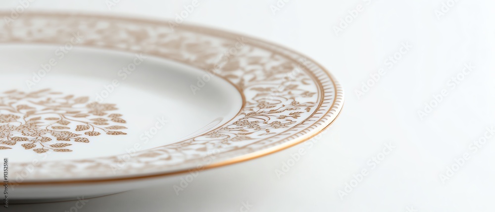 Fototapeta premium Elegant porcelain plate with traditional designs and a soft gradient color scheme, showcasing intricate patterns and refined craftsmanship