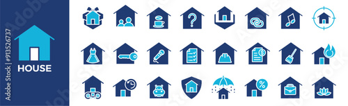 House icon collection set. Containing design, residential, architecture, housing, construction, building and more. Solid vector icons collection.	