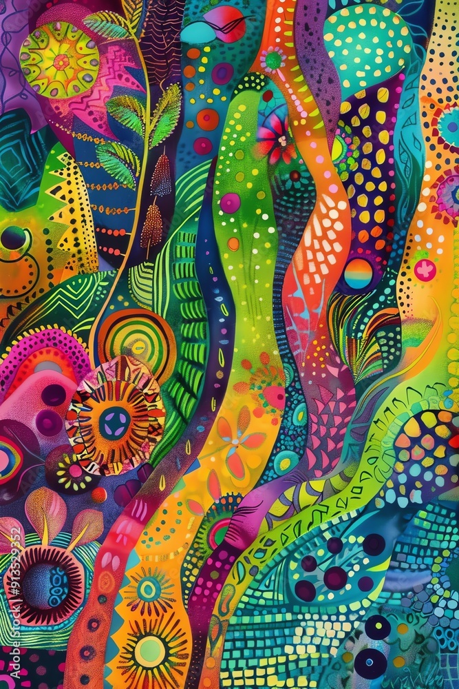 Colorful abstract art with vibrant patterns Colorful abstract art with vibrant patterns