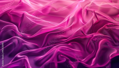 Graceful Flow of Pink and Purple Fabric With Soft Waves and Textures in Studio Lighting