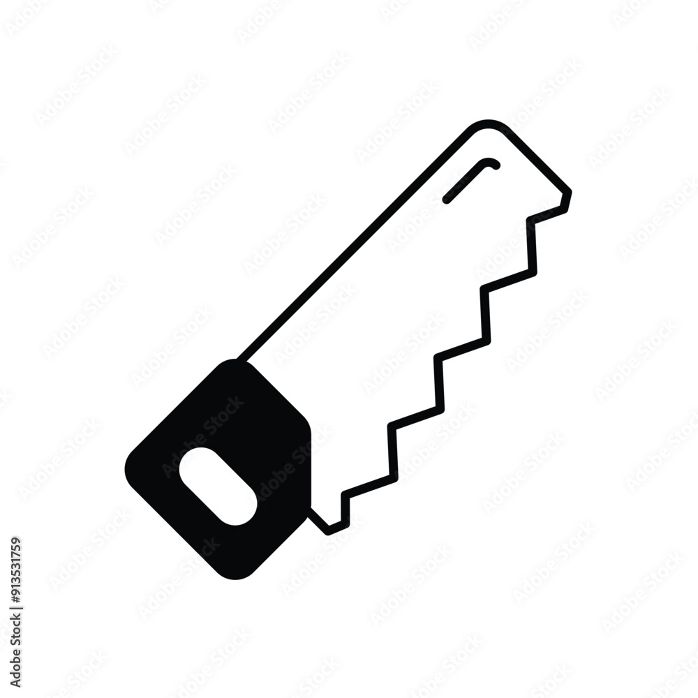 saw glyph icon with white background vector stock illustration saw glyph icon with white background vector stock illustration