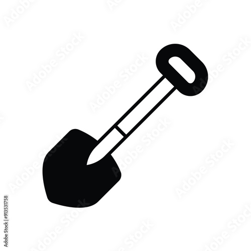 shovel glyph icon with white background vector stock illustration