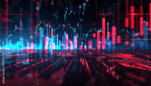 Dynamic Visualization of Financial Data With Colorful Charts and Graphs Representing Market Trends in Real Time