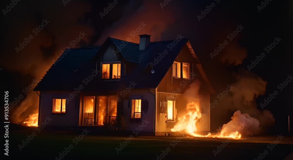 Burning House at Night Burning House at Night