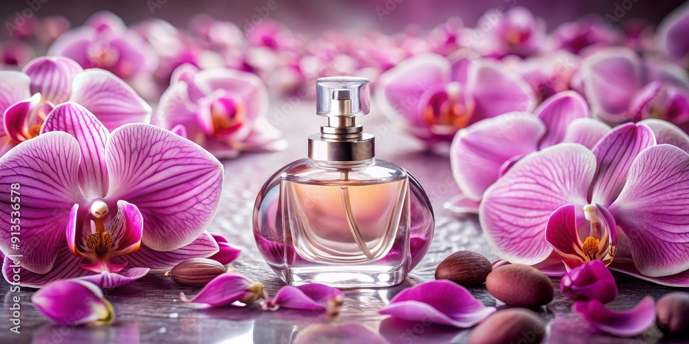 Orchid Perfume Bottle with Petal Detail, Beauty , Fragrance , Floral , Spa Orchid Perfume Bottle with Petal Detail, Beauty , Fragrance , Floral , Spa