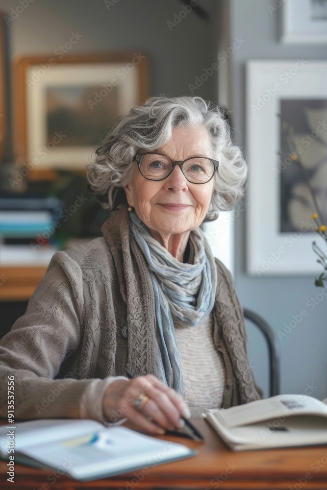 A senior woman starting a new business from home, embracing entrepreneurship with determination and modern technology to launch her venture from a comfortable and personal workspace. A senior woman starting a new business from home, embracing entrepreneurship with determination and modern technology to launch her venture from a comfortable and personal workspace.