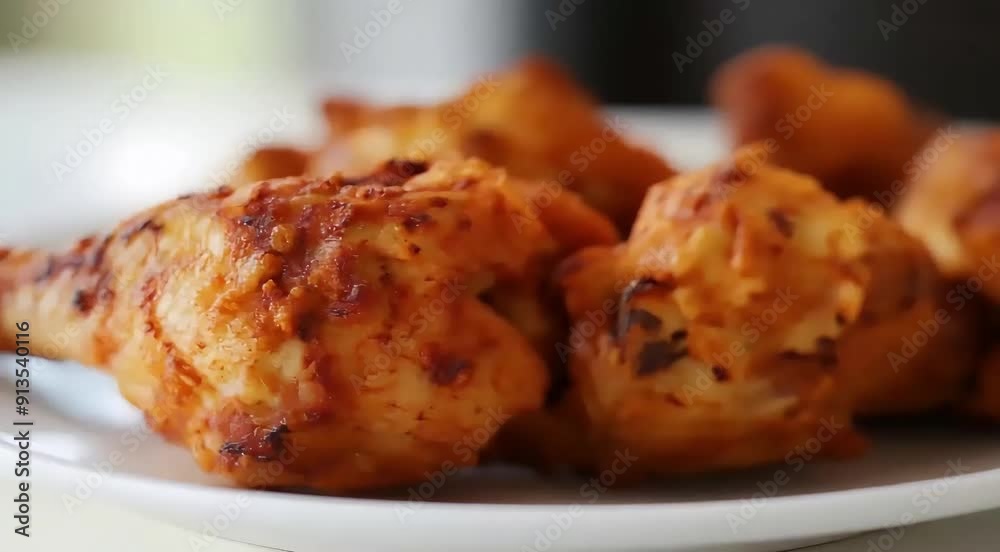 Spicy Grilled Chicken Drumsticks on a Plate Spicy Grilled Chicken Drumsticks on a Plate