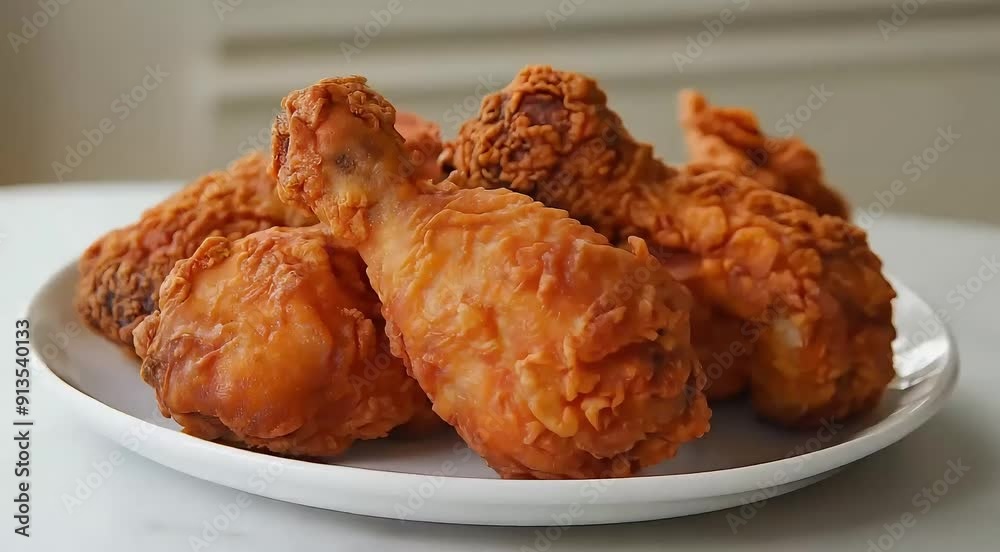 Crispy Fried Chicken Drumsticks on a Plate Crispy Fried Chicken Drumsticks on a Plate