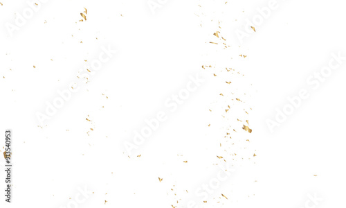 Abstract doted and confetti golden glitter and dust particles splatter on transparent background. Dust golden grunge background. Vector illustration.