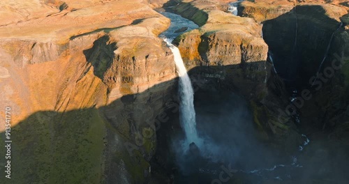 Aerial View Of Haifoss Waterfall Located In Iceland photo