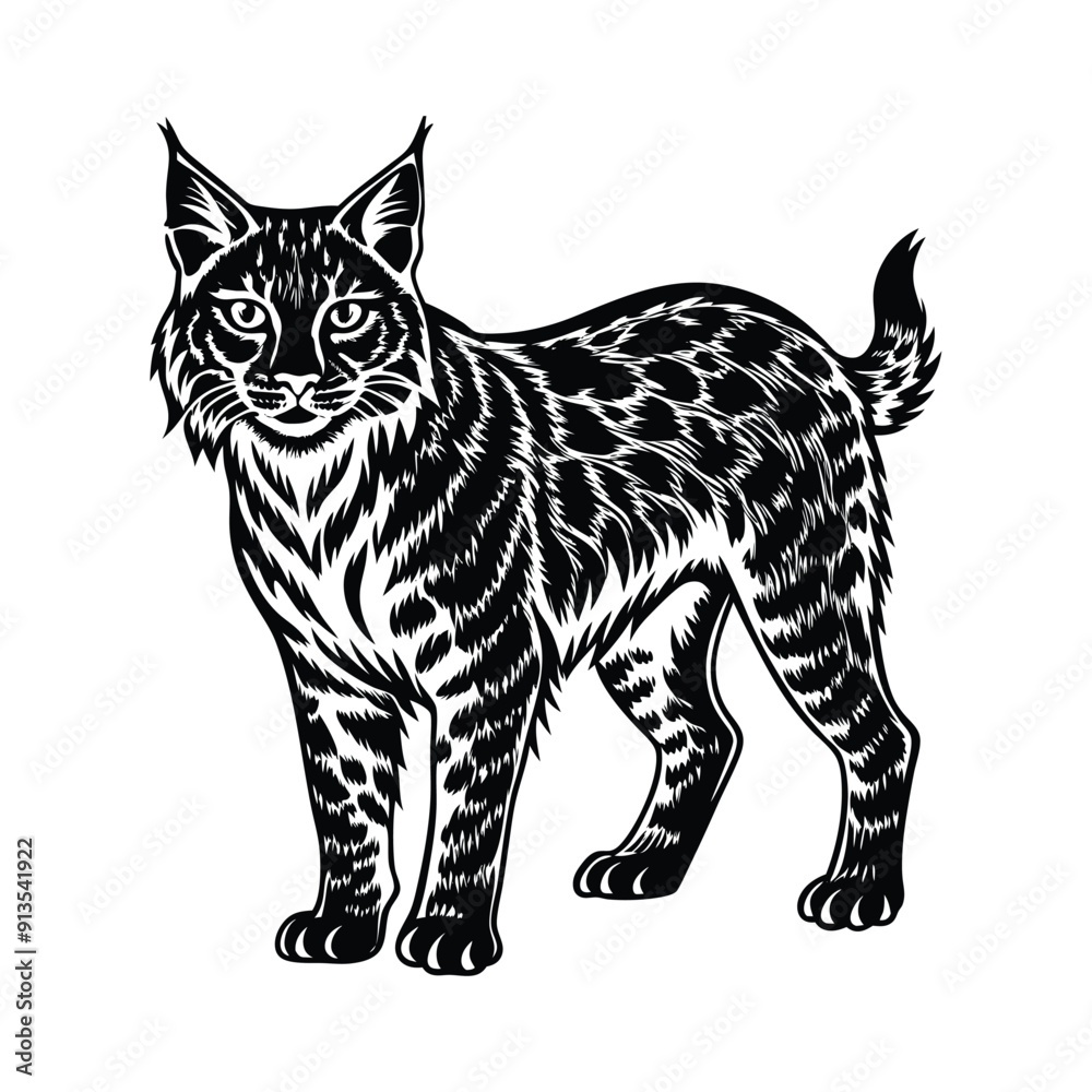 Fototapeta premium Bobcat Silhouette Vector 