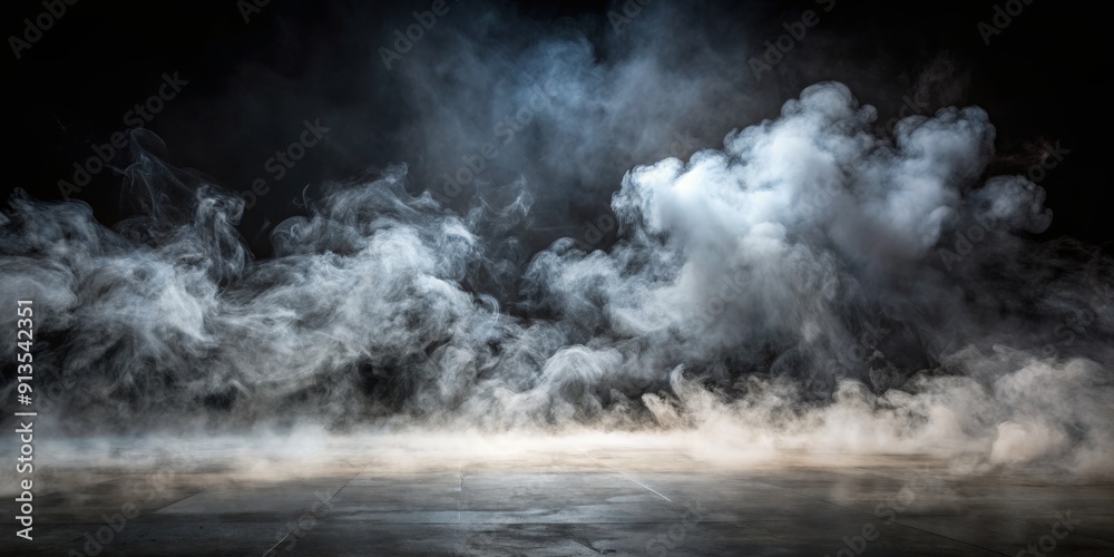 White Smoke and Fog Over Concrete Floor, background , abstract , texture , dramatic White Smoke and Fog Over Concrete Floor, background , abstract , texture , dramatic