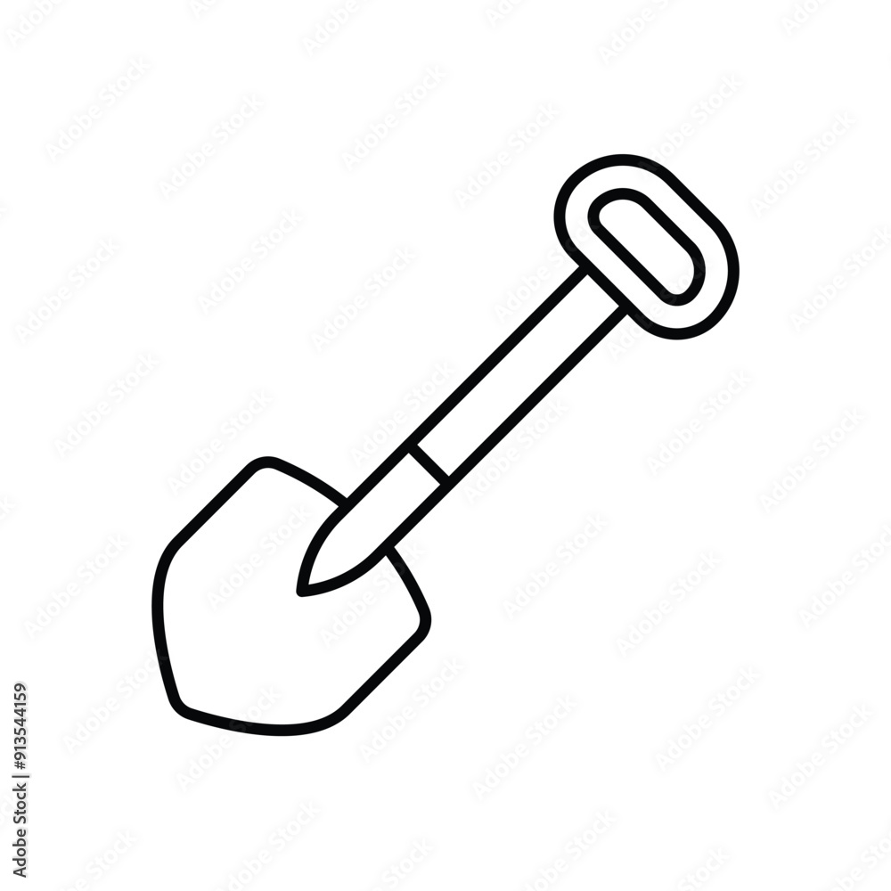 shovel line icon with white background vector stock illustration shovel line icon with white background vector stock illustration