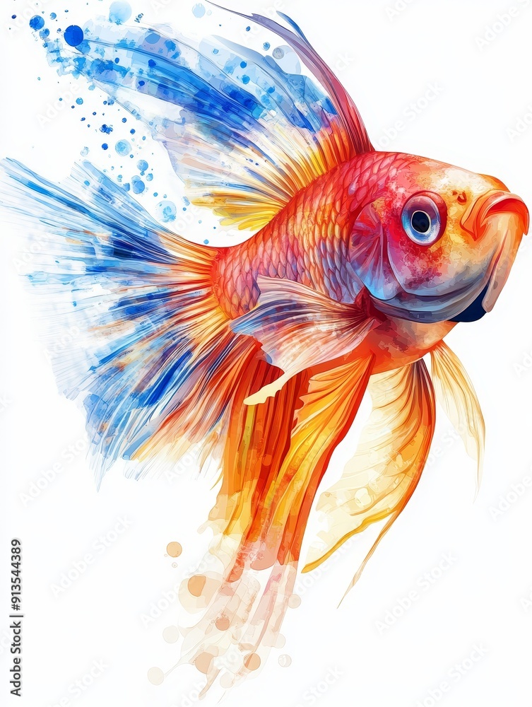Fototapeta premium Watercolor Siamese Fighting Fish