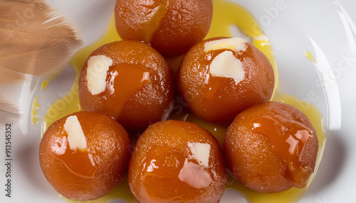 Gulab Jaman with syrup. ai generated  photo