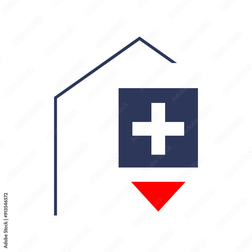 Obraz premium Medical cross map Hospital Location Icons logo design Vector illustration
