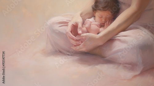 The image depicts a mother hands enveloping her baby's feet in a heart shape photo