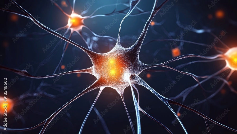 Exploring The Intricate Structure Of Neuron Cells With Glowing Synaptic Connections Exploring The Intricate Structure Of Neuron Cells With Glowing Synaptic Connections