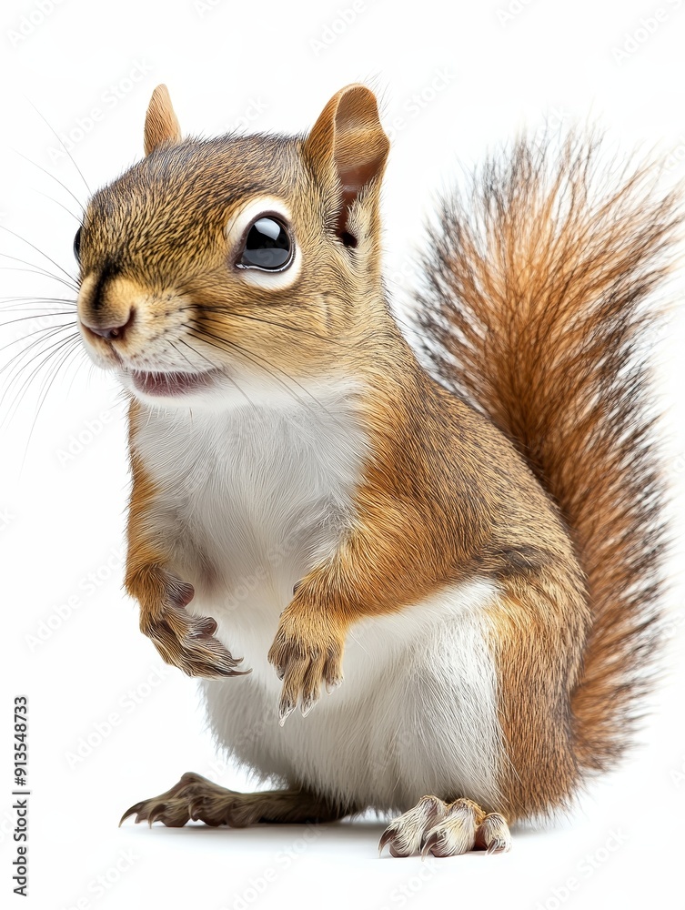 A Curious Squirrel Posing Against a White Background A Curious Squirrel Posing Against a White Background
