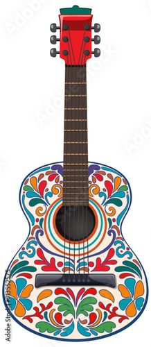 Colorful Mexican Guitar Illustration