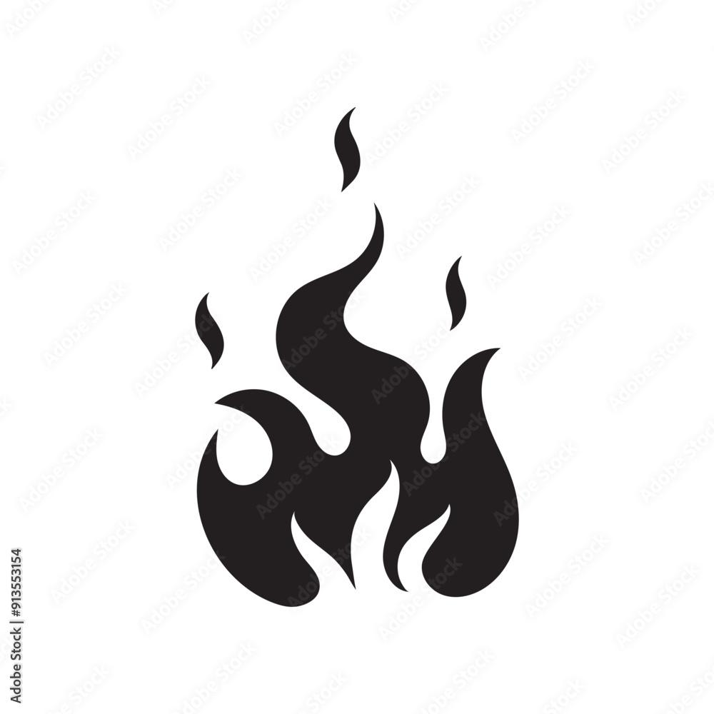 Sparkle flame silhouette. Detailed flame print for t-shirt, banner, logo design. Flame picture isolated on white background. Vector illustration Sparkle flame silhouette. Detailed flame print for t-shirt, banner, logo design. Flame picture isolated on white background. Vector illustration