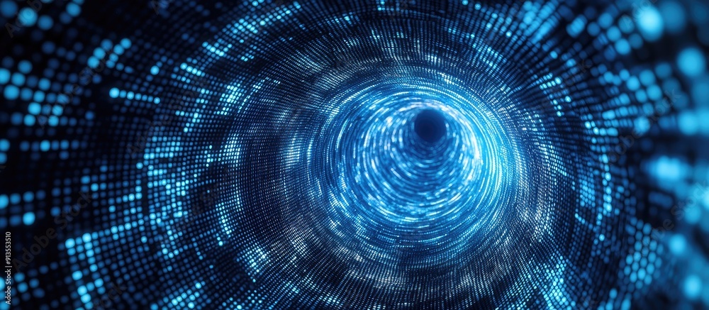 Journey through an abstract circular digital tunnel of dotted technology Journey through an abstract circular digital tunnel of dotted technology