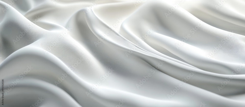 Fototapeta premium Folded white textile fabric on a smooth abstract background 3D rendering