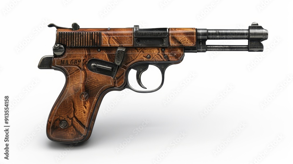 Mauser C96, 3D illustration, realistic, isolated on white background Mauser C96, 3D illustration, realistic, isolated on white background