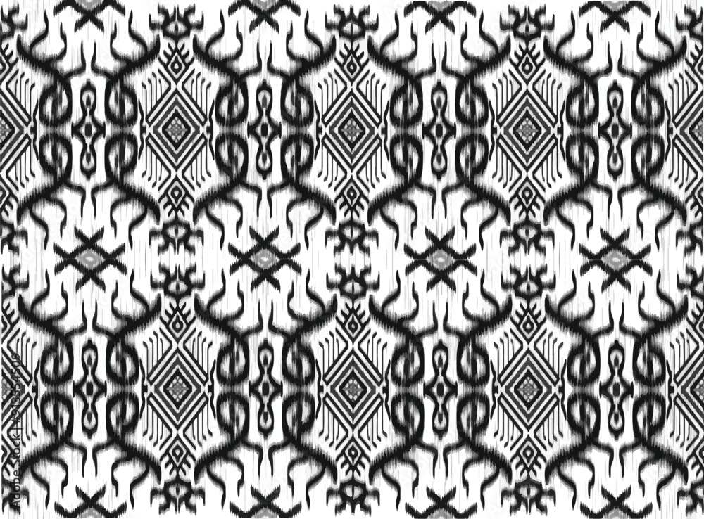 Fototapeta premium Ikat fabric abstract symbol Aztec illustration6