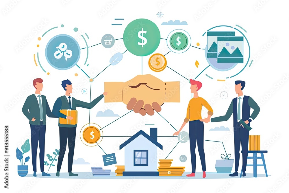 Businesspeople Shaking Hands in a Financial Agreement Businesspeople Shaking Hands in a Financial Agreement