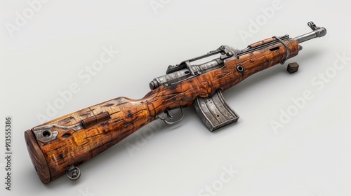 M1 Garand, 3D illustration, realistic, isolated on white background photo