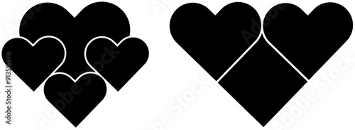 Set of multiple picture collage design by heart shape. photo frame decorative layout. abstract vector for family wall album,.  place travel, people and business photo on it.