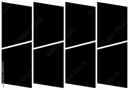 8 Empty collage grid rectangle photo frame template vector illustration